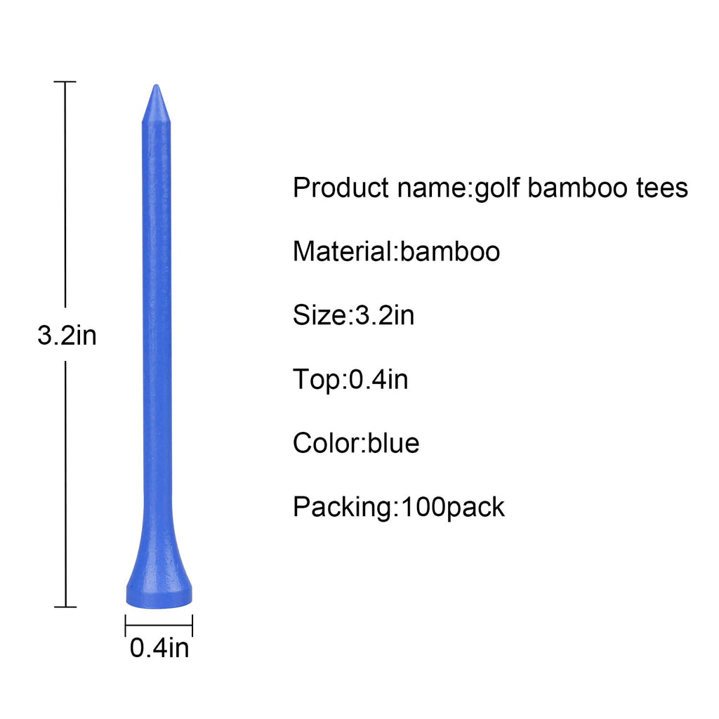 Mykuja Bamboo Golf Tee 3-1/4 Inch Pack Of 100 (83Mm Light Blue)