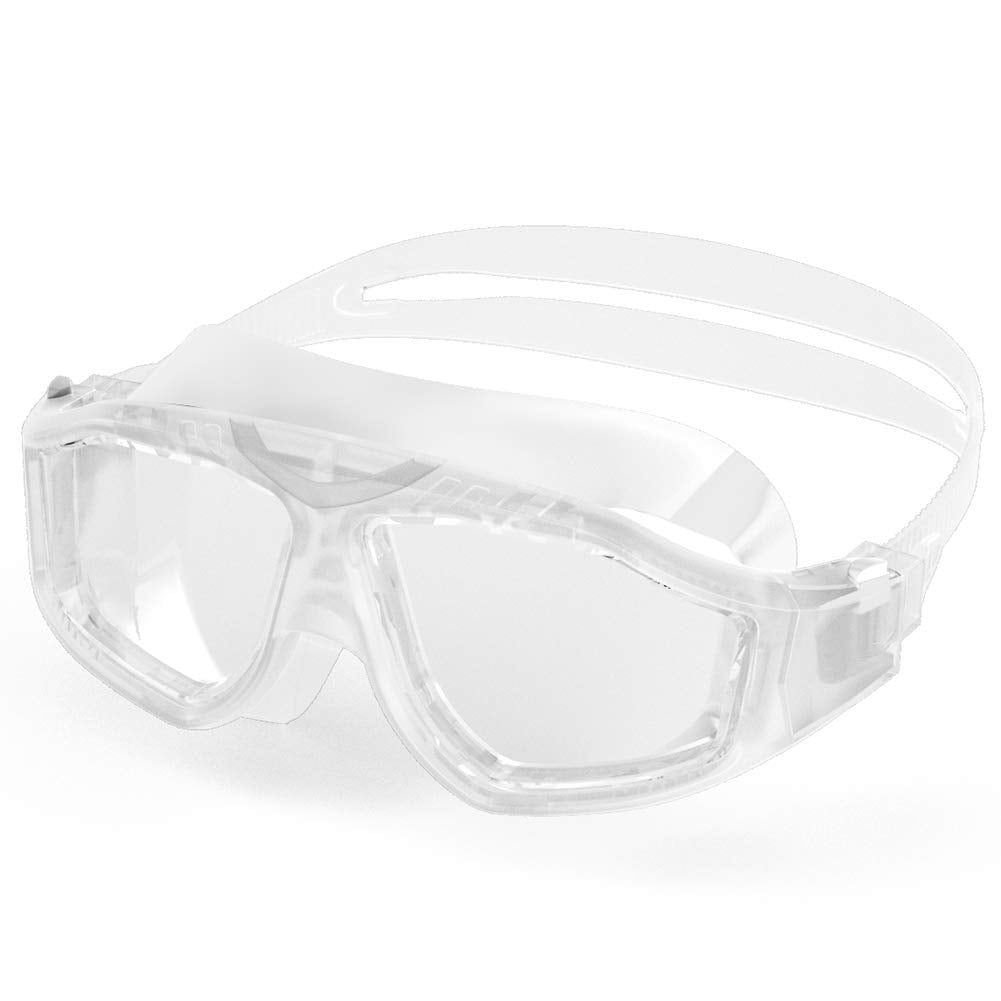 OutdoorMaster Swim Mask - Wide View Swimming Mask & Goggles Anti-fog Waterproof, White OneSize