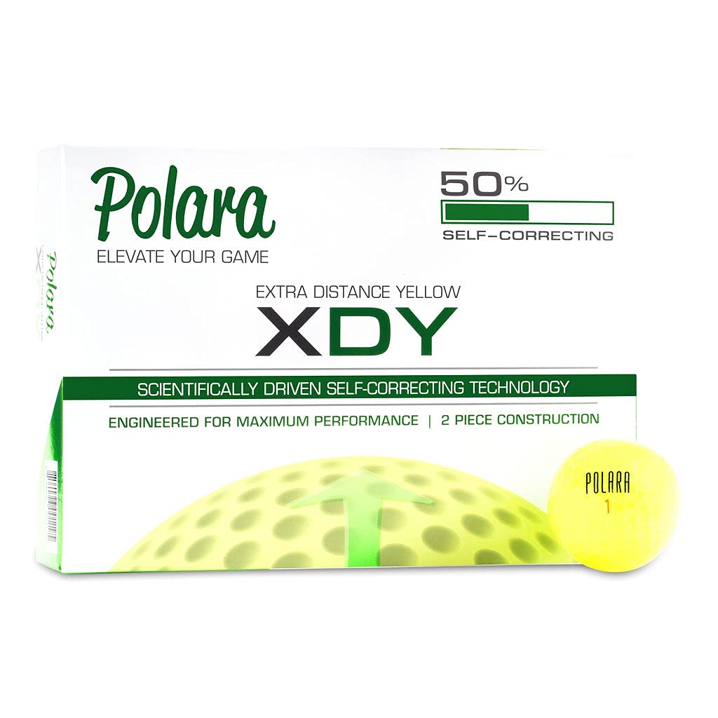 Polara Golf Xd Yellow Extra Distance Balls, Reduces Hooks And Slices, Pack Of 12