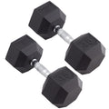 Body Sport Rubber Encased Hex Dumbbell Weight, 45 Lb. (Pair) - Chrome, Anti-Slip Grip For Strength Training - Home Gym & Fitness