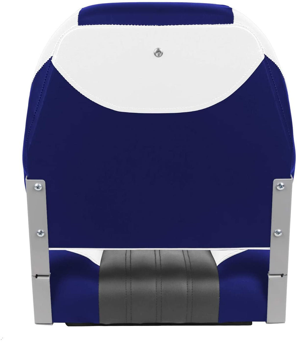 Xgear Deluxe Low Back Boat Seat, Fold-Down Fishing Boat Seat (2 Seats) (White/Grey/Blue)