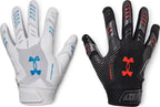 Under Armour Boys F9 Novelty Football Gloves, (100) White/Black/Atomic, Large