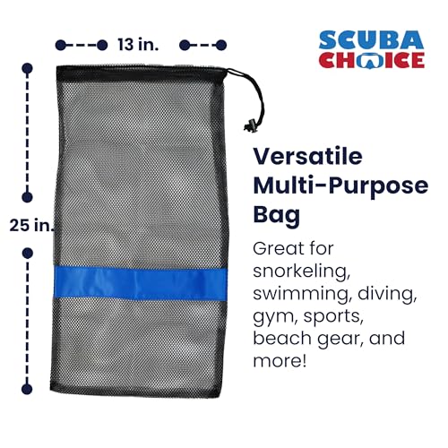 Scuba Choice Scuba Diving Snorkeling Drawstring Mesh Bag, 25'' X 13'',Black