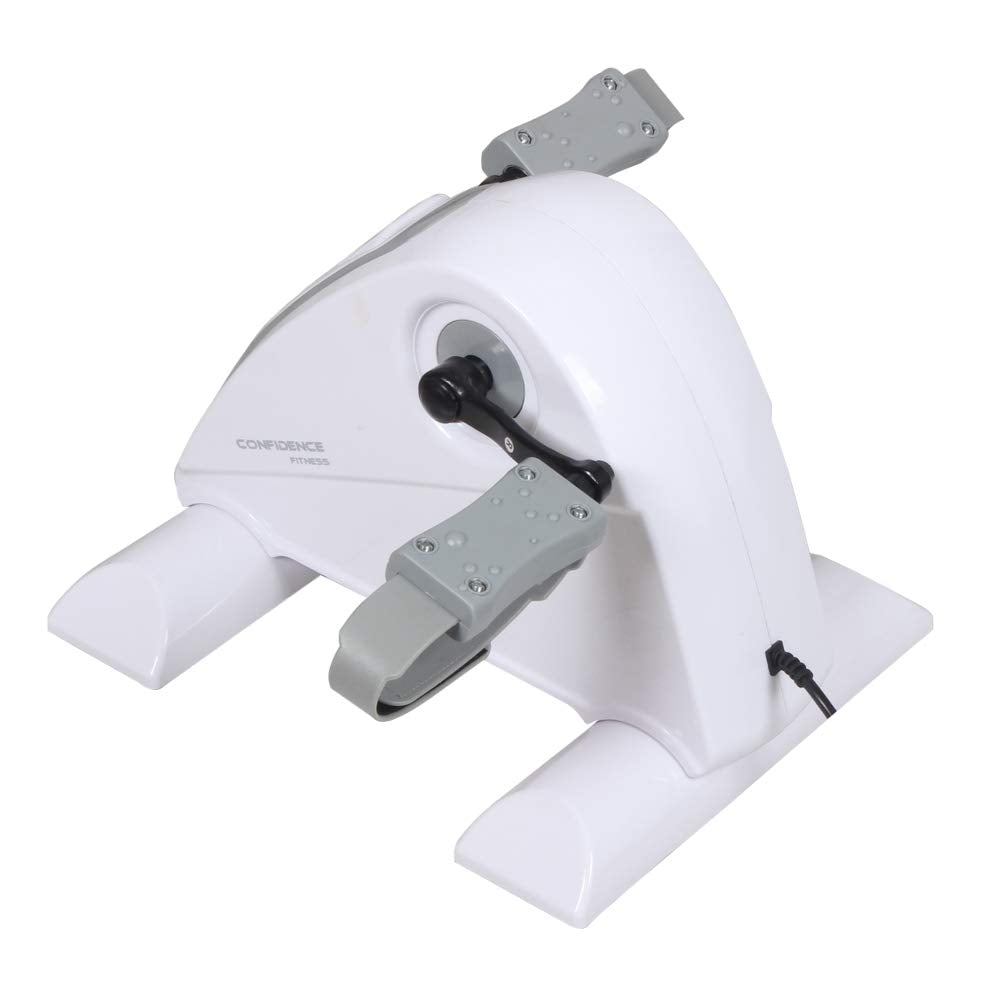 Confidence Fitness Motorized Electric Mini Exercise Bike V2 / Under Desk Pedal Exerciser - White/Grey