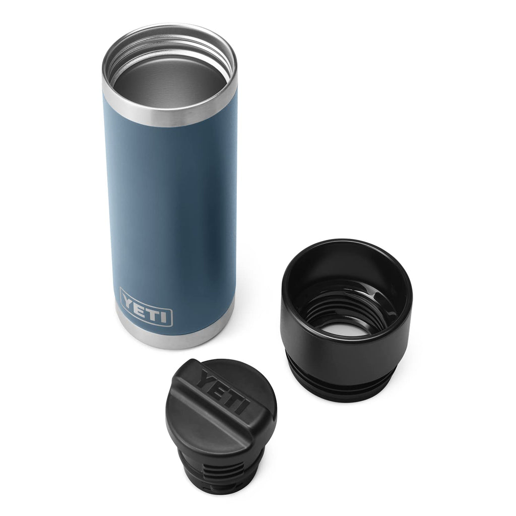 Yeti Rambler 18 Oz Bottle, Stainless Steel, Vacuum Insulated, With Hot Shot Cap, Nordic Blue