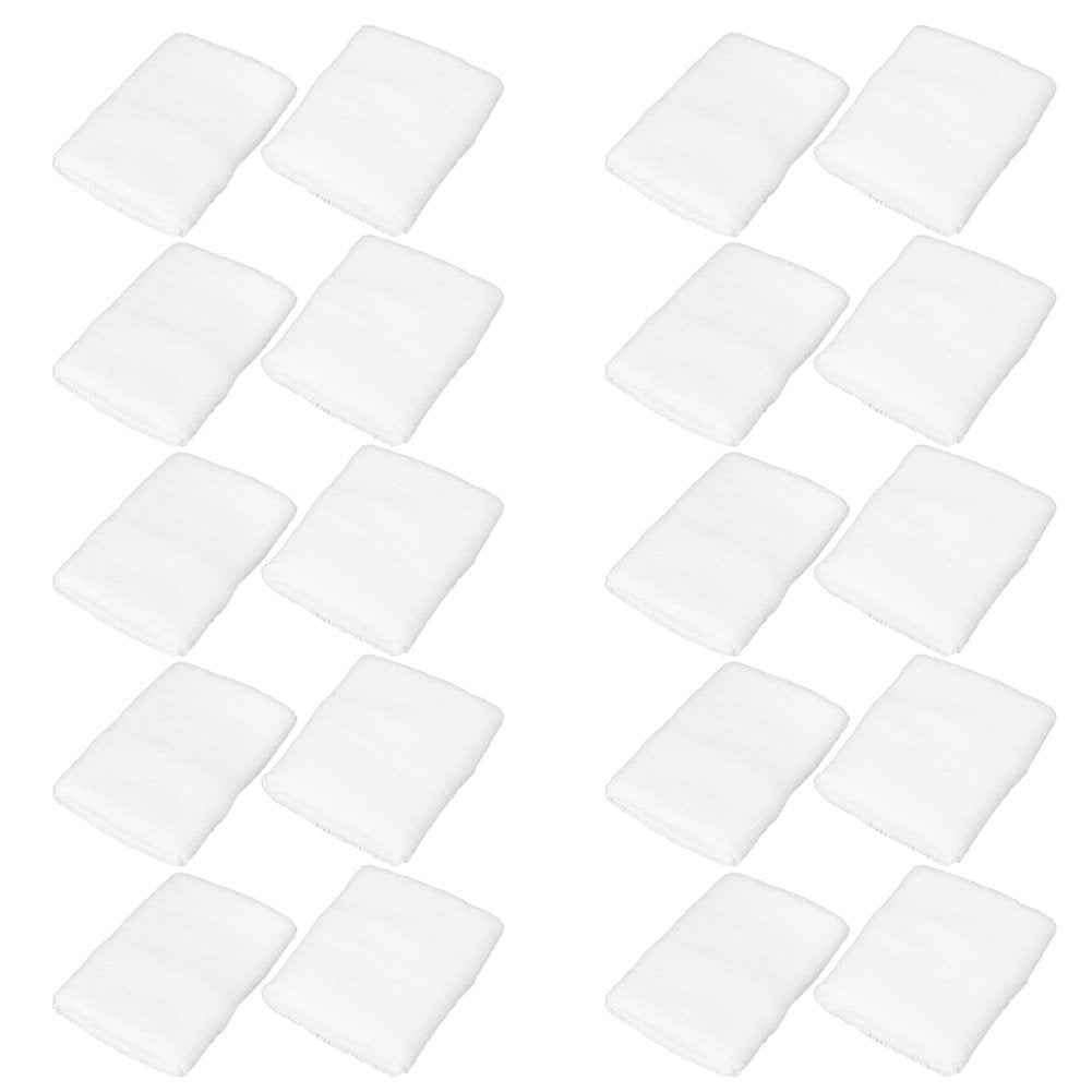 Mallofusa 10 Pack Colorful Sports Basketball Football Absorbent Wristband Party Outdoor Activity (White)