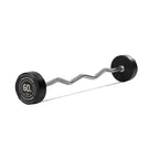 Titan Fitness 60 Lb Rubber Ez Curl Fixed Barbell, Pre-Loaded Weight Bar For Strength Training & Weightlifting