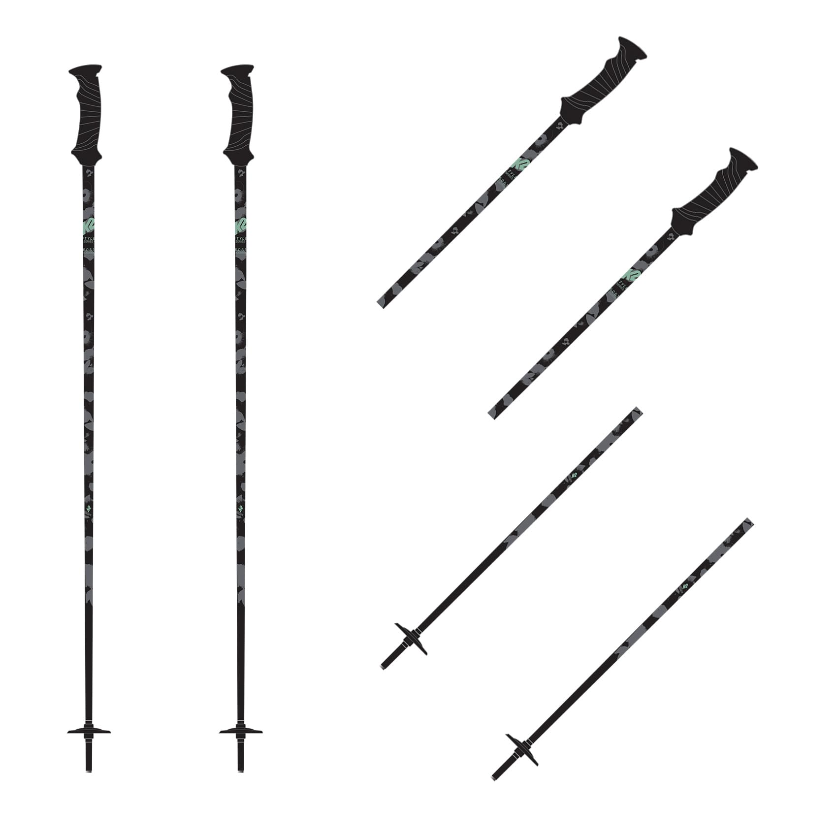 K2 Style Aluminum Ski Poles (Black, 44)