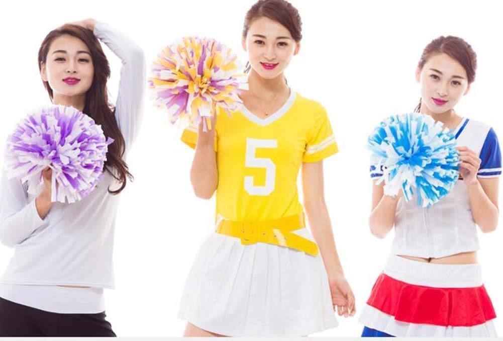 Puzine 2Pack 12'' Cheerleading Pom Poms With New Handle For Team Spirit Sports Dance Cheering Kids Adults(Red And White)