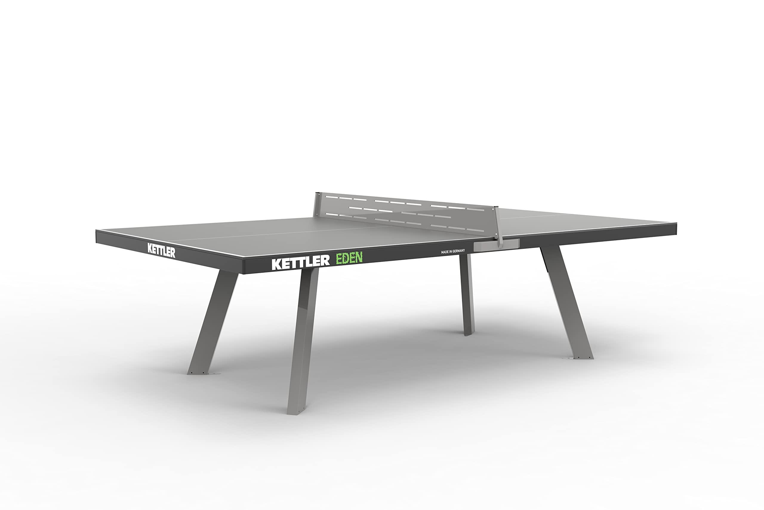 KETTLER Eden Weatherproof Stationary Outdoor Table Tennis Table with Galvanized Steel Legs and Permanent Net and Post System