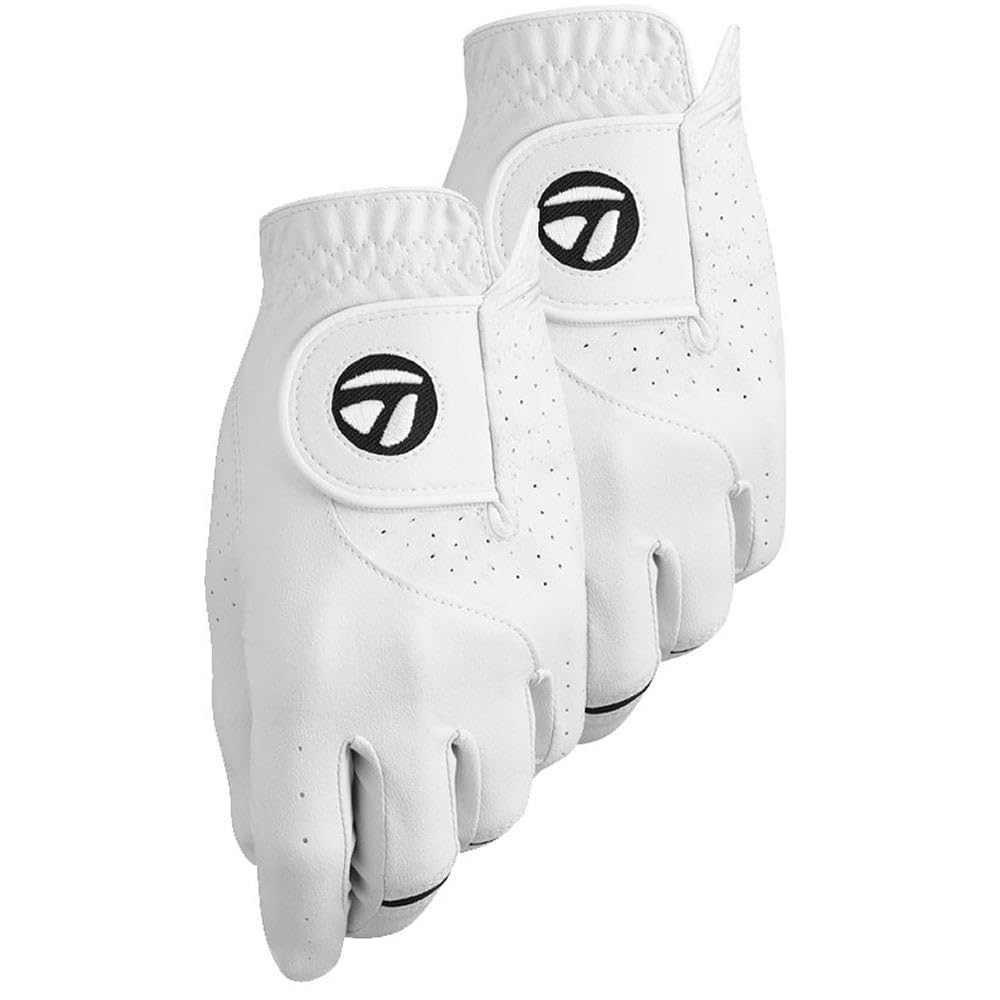 Taylormade Mens Stratus Tech Golf Glove (2 Pack), White, Small