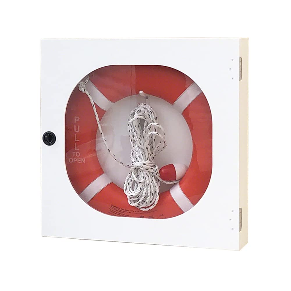 Aquatic Technology 20 Inch Life Ring Cabinet With Throw Line And Uscg Buoy