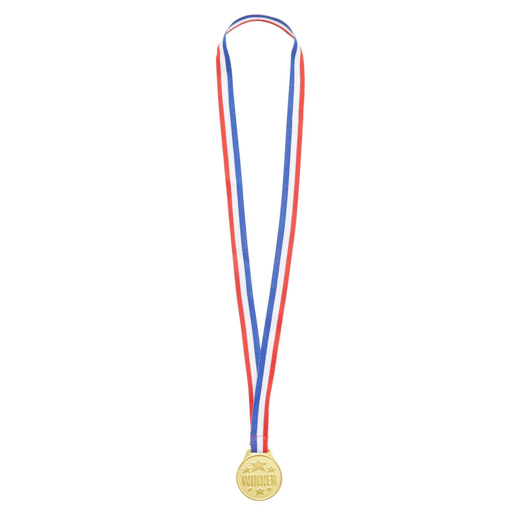 Juvale 24 Pack Gold Winner Medals For Kids And Adults - Participation Awards With 15.3-Inch Red, White, And Blue Neck Ribbons Fo