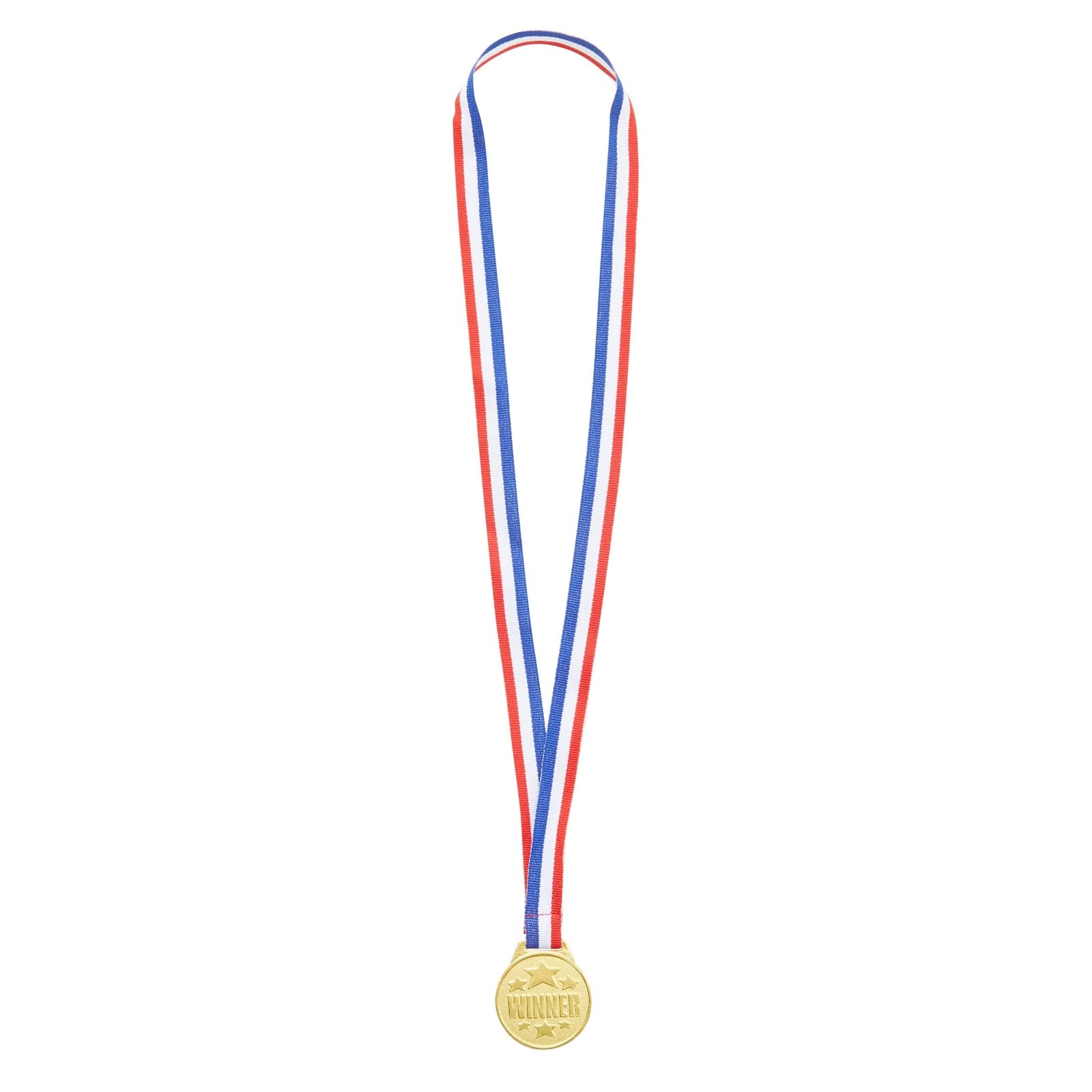 Juvale 24 Pack Gold Winner Medals For Kids And Adults - Participation Awards With 15.3-Inch Red, White, And Blue Neck Ribbons Fo