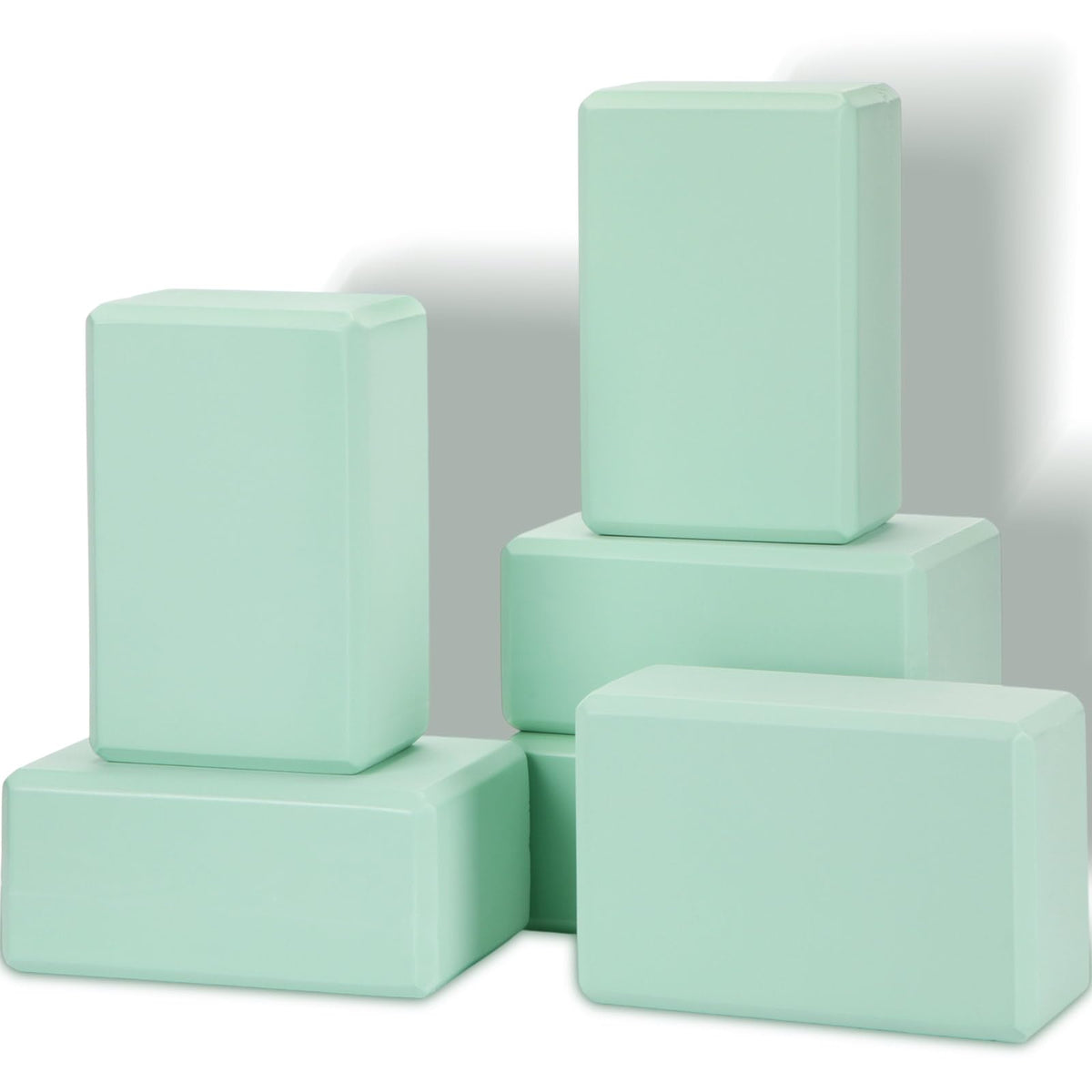 Wettarn 6 Pack Yoga Blocks 9 X 6 X 4 Inch Eva Foam Lightweight Non Slip Yoga Props For Pilates Stretching Meditation (Mint Green