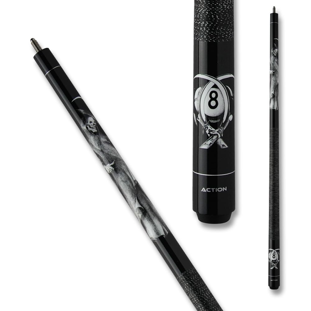Action Adventure Billiards Pool Cue Stick - Black Reaper - 18Oz