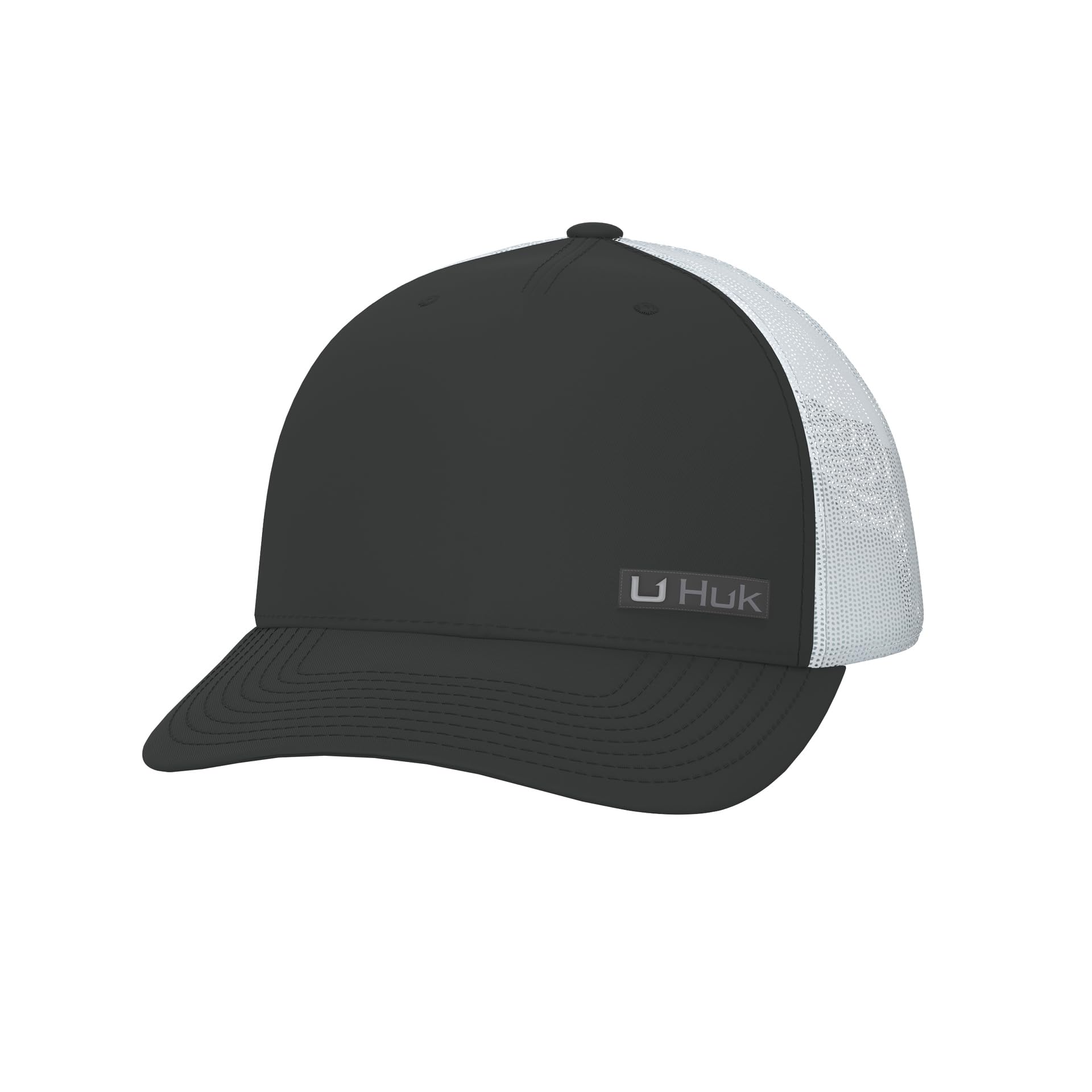 Huk Mens Trucker Hat, Anti-Glare Snapback Fishing Hat For Men, Side Arm - Black, One Size