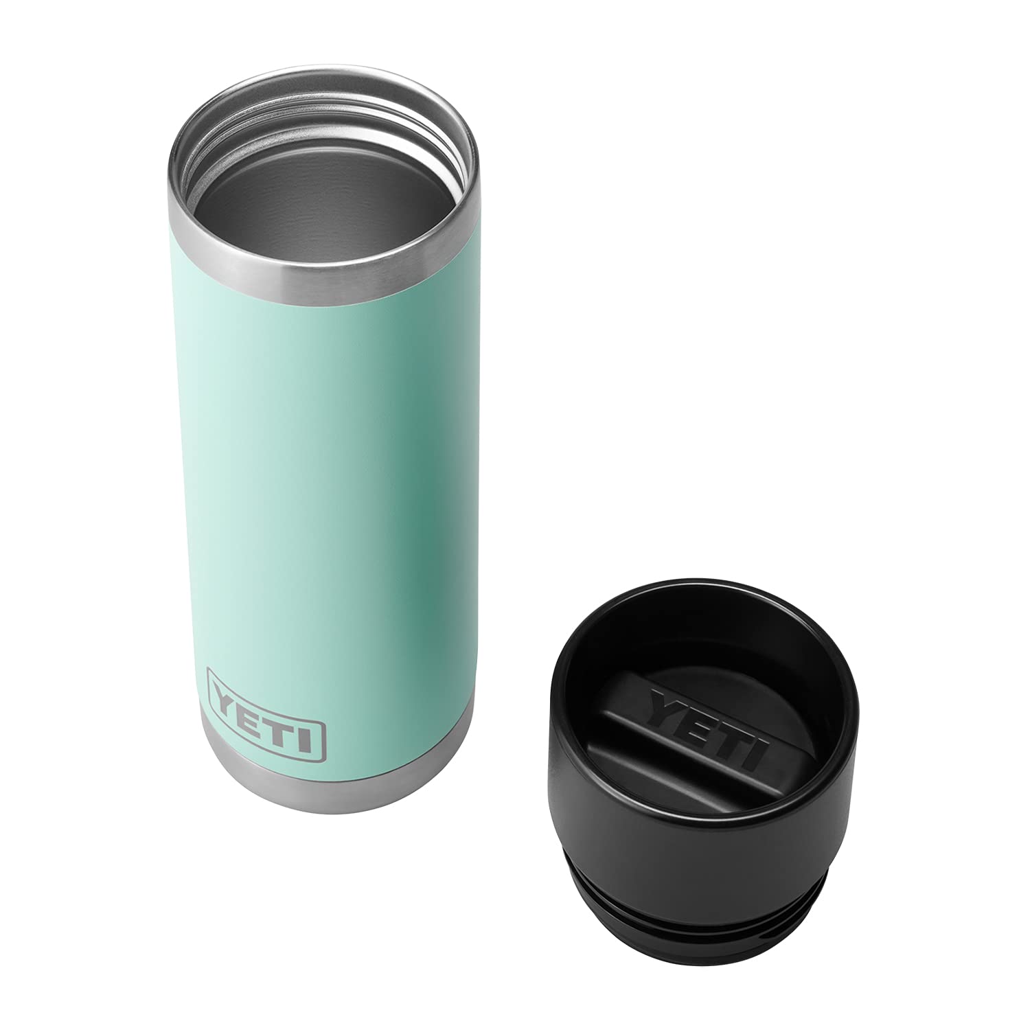 Yeti Rambler 18 Oz Bottle, Stainless Steel, Vacuum Insulated, With Hot Shot Cap, Seafoam