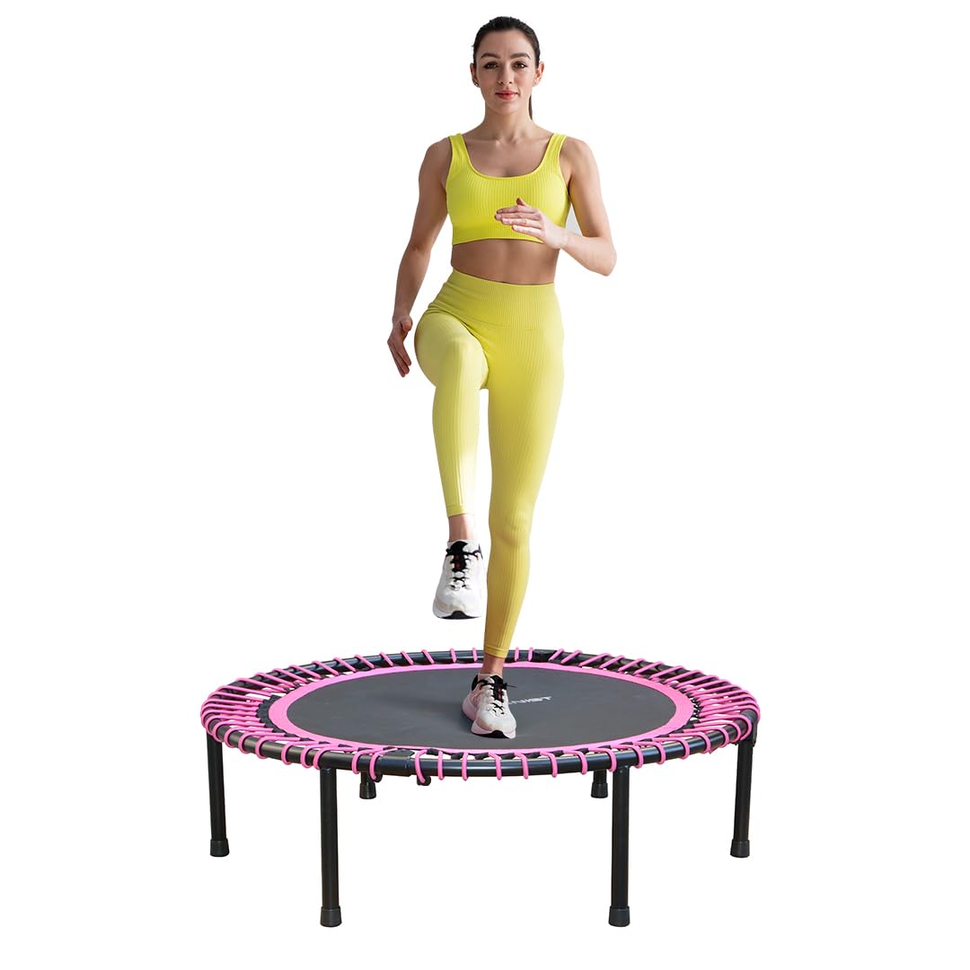 Fitness Trampoline for Adults and Kids, Indoor Rebounder Exercise Trampoline for Workout Fitness for Quiet and Safely Cushioned 