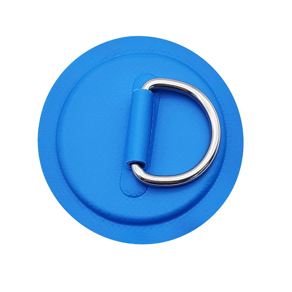 6Pieces Pad/Patch D Rings For Pvc Inflatable Boat Canoe Raft Stainless Steel D-Ring Dinghy Kayak Surfboard Paddle Board (Blue)