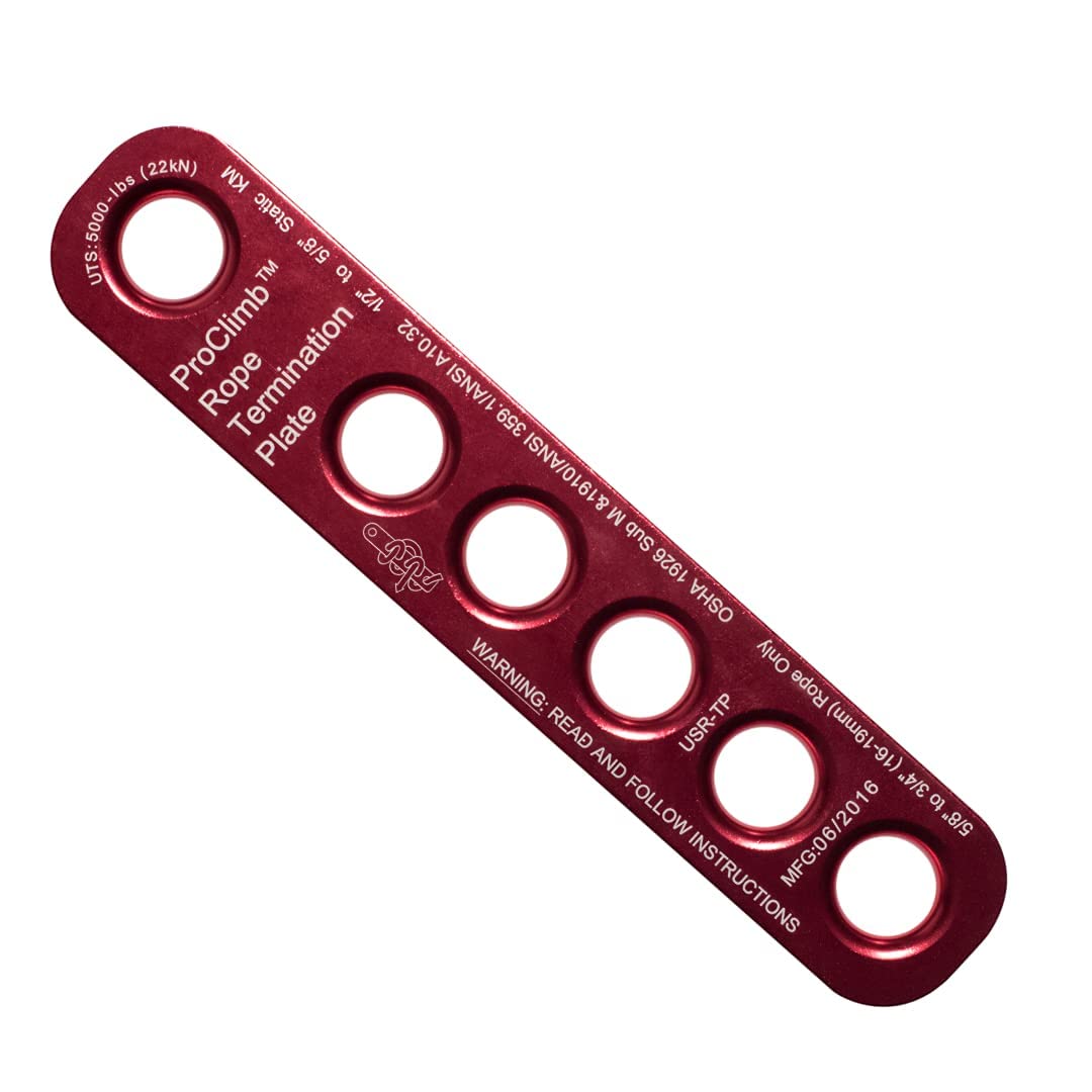 ProClimb 22 kN Rope Termination Plate - Aluminum Rigging Plate for 5/8-3/4 Kernmantle Rope - Anchor Plate for Vertical Lifeline 