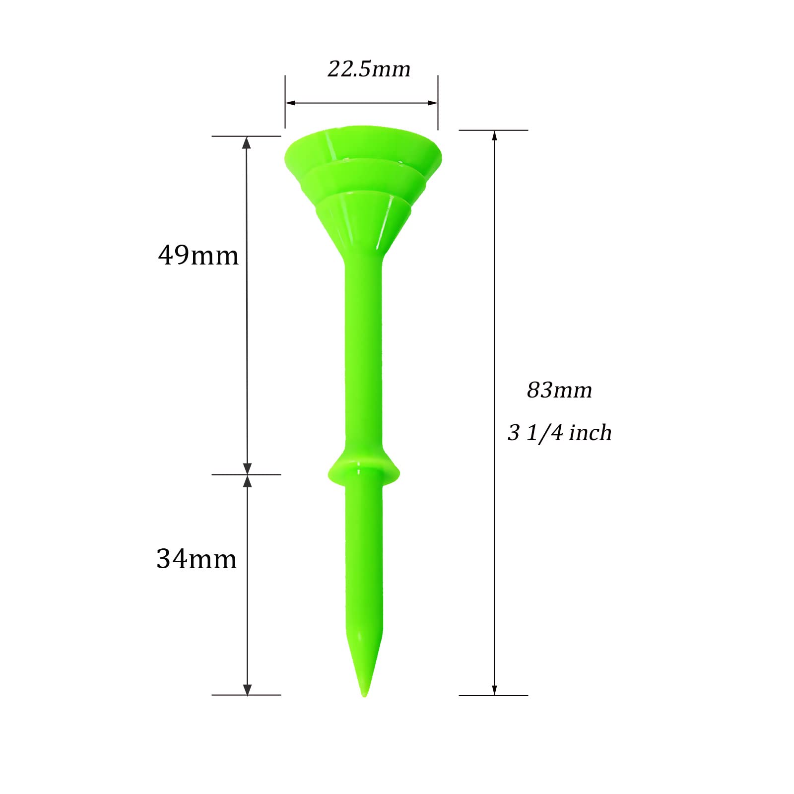 Amy Sport Golf Tees Plastic 3 1/4 Inch Upgrade Unbreakable Bulk 30 Pack Reduce Friction Side Spin Durable Stable 83 Mm Long Tee