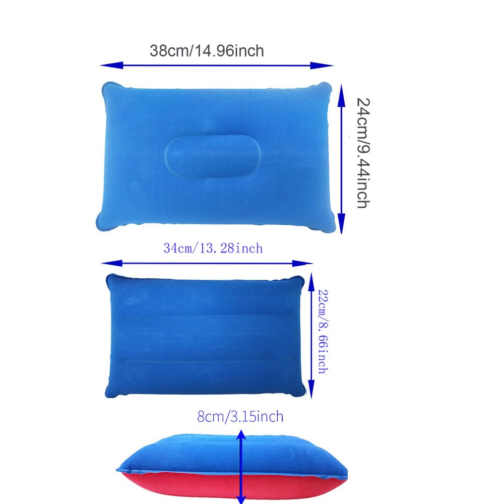 Mxjzw 3 Pack Ultralight Inflatable Pillow Small Squared Flocked Fabric Air Pillow Beach Pillow For Camping,Napping,Desk Rest,Hik