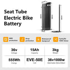 Yose Power 48V 36V 10.4Ah 13Ah 15Ah 17.4Ah Ebike Battery Sliver Fish Electric Bike Battery 250W 350W 500W 700W 900W 1000W Electr