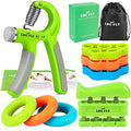Hand Grip Strengthener Kit With Finger Exerciser, Finger Stretchers, Adjustable Hand Gripper And Exercise Rings, Strength Traine