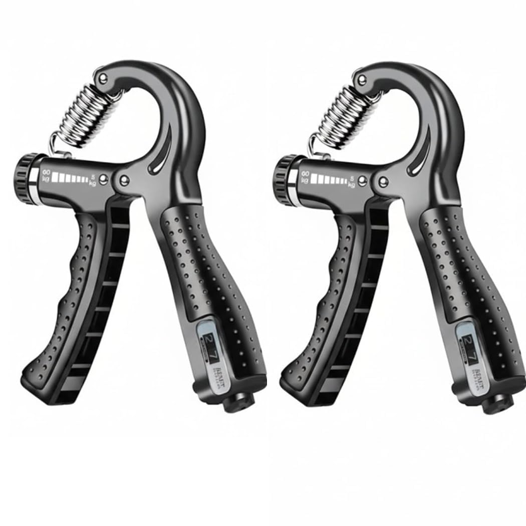 HRJP Hand Grip Strengthener with Counter and Adjustable Resistance 5 to 60 kg Forearm Exerciser Grip Strength Trainer for Muscle