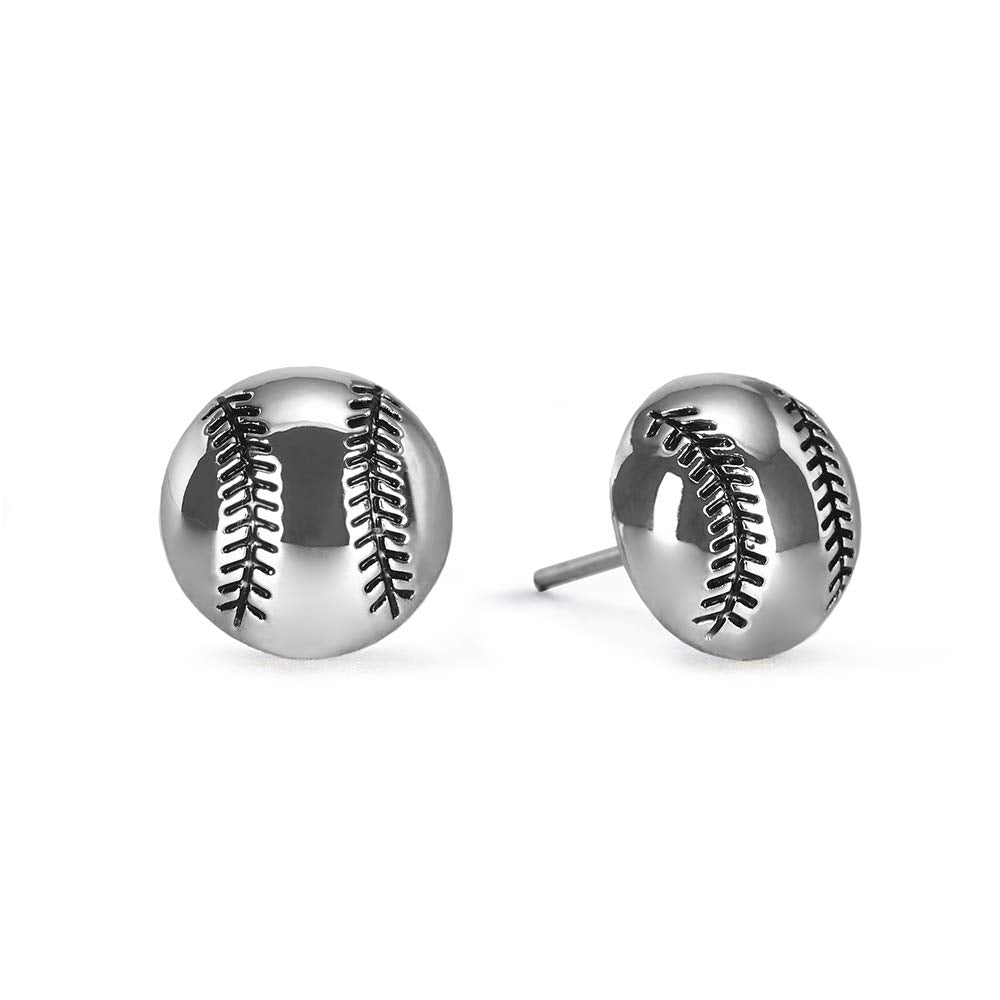 Gimmedat Softball Silver Stud Charm Earrings Jewelry For Girls Women Player Mom Fan Gift