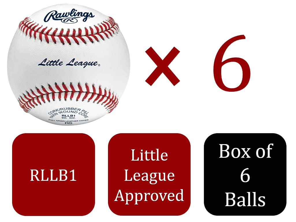 Rawlings | Little League Competition Grade Baseballs | Rllb1 | Youth/14U | Game/Practice Use | 6 Count
