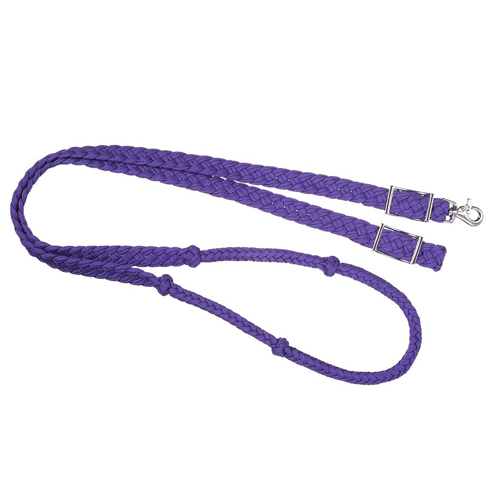 Tough 1 Knotted Cord Roping Reins, Purple, 1 X 8'