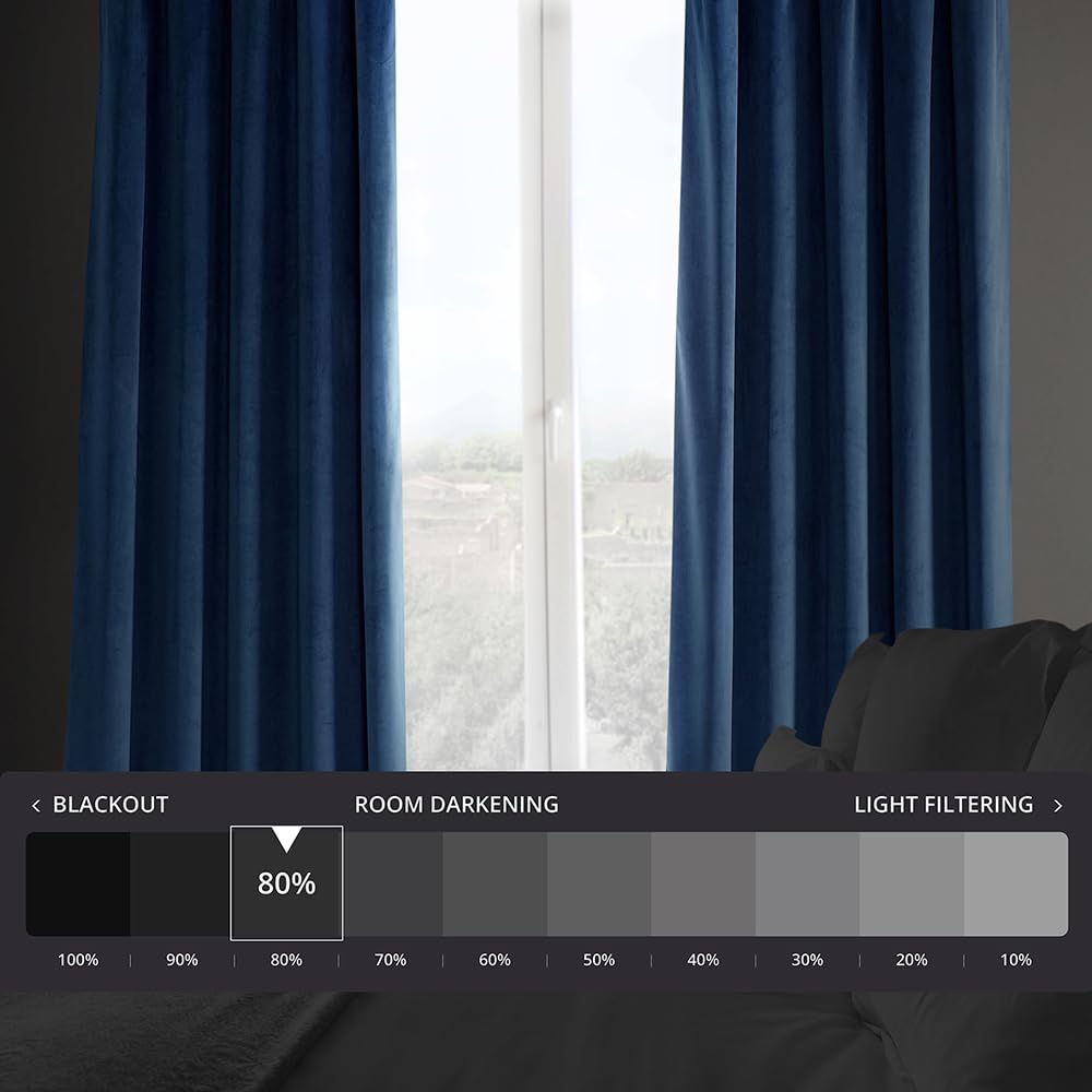 Hpd Half Price Drapes Heritage Plush Velvet Curtains For Bedroom  Living Room 50 X 84, Vpyc-198604-84 (1 Panel) Pisces Blue