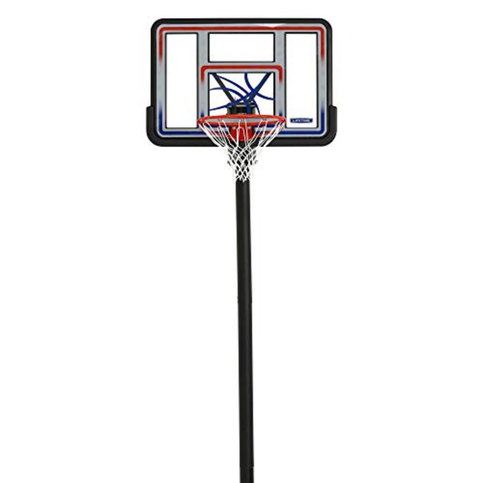 Lifetime 1008 Adjustable In-Ground Basketball Hoop, 44-Inch Backboard, Red/White/Blue