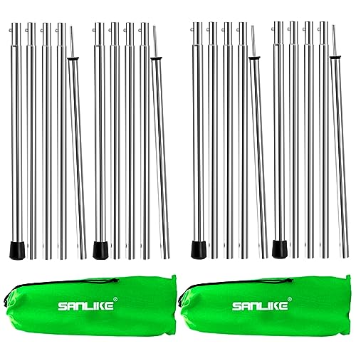 San Like Camping Tent Tarp Poles Set For Canopy Awning Shelter Backpacking Hiking - Telescopic Adjustable Length Tent Sunshade S