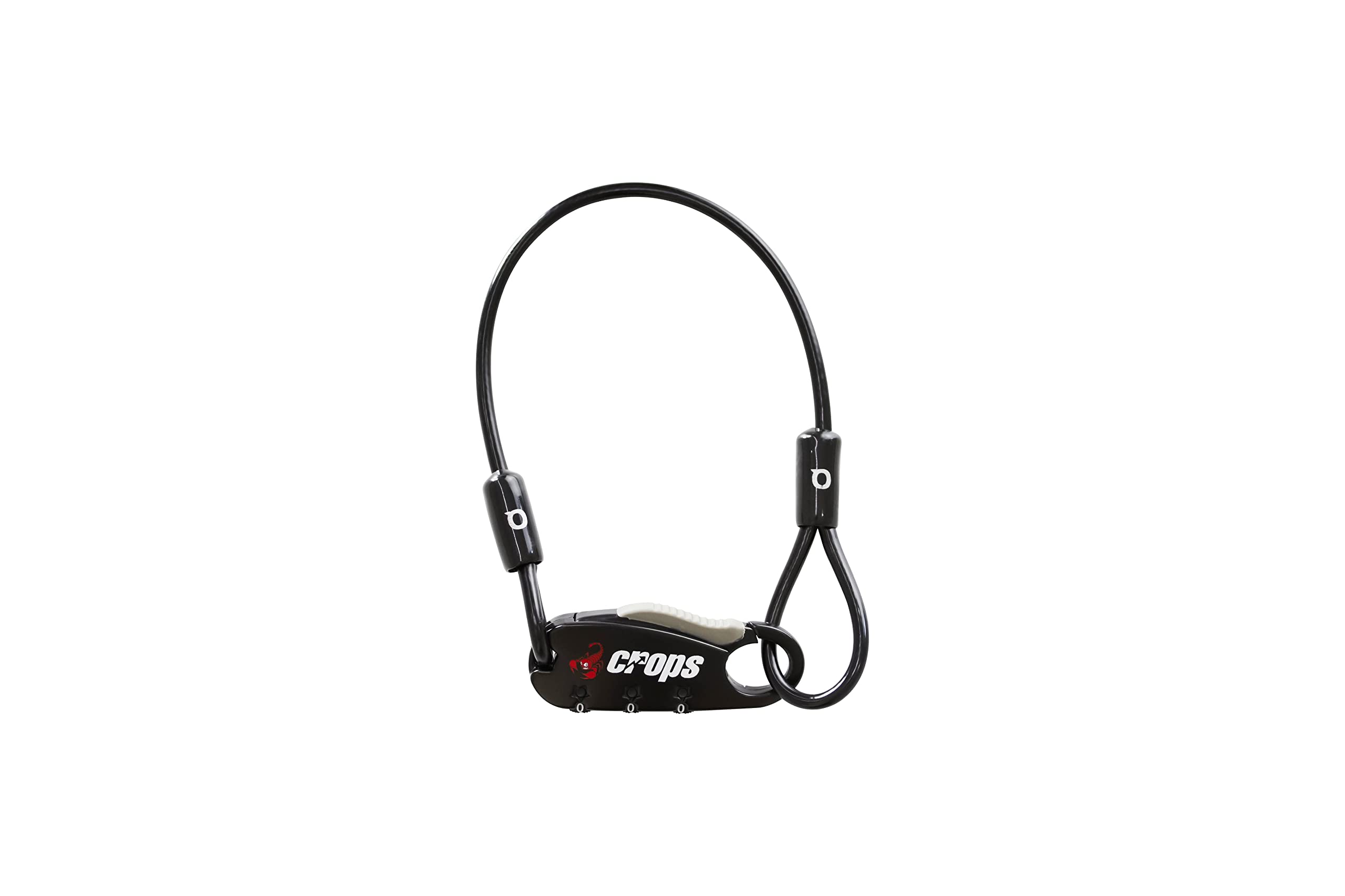 CROPS UNI-Q Bike Lock, Helmet Lock, 1 ft Cable, Black - Resettable 3-Digit Combination, Compact & Lightweight, for Bicycle/Motor