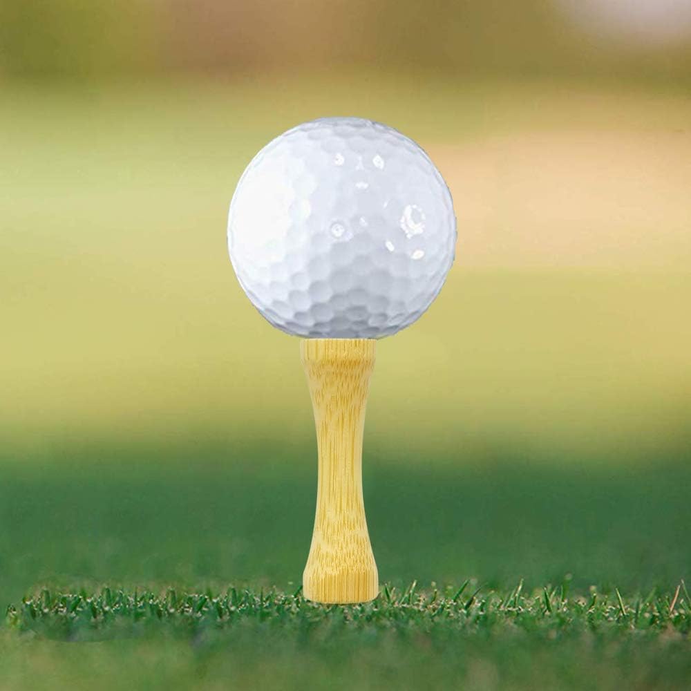 Zivisk Bamboo Golf Tees 2-3/4 Inch 100 Count Wooden Tall Step Down Castle Tees Golf (Natural Color)