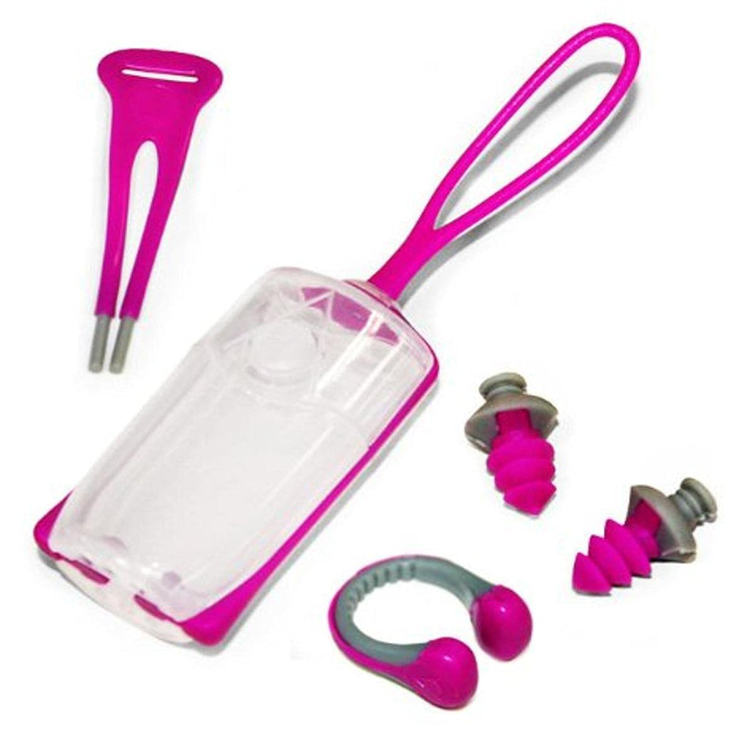 Aqua Sphere Silicone Ear Plug And Nose Clip With Case, Pink/Gray