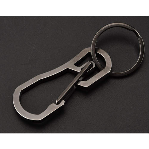 Alsmiley Stainless Steel Carabiner Clip Retractable Ring Set Keychain Quick Release Hooks For Men Women Black