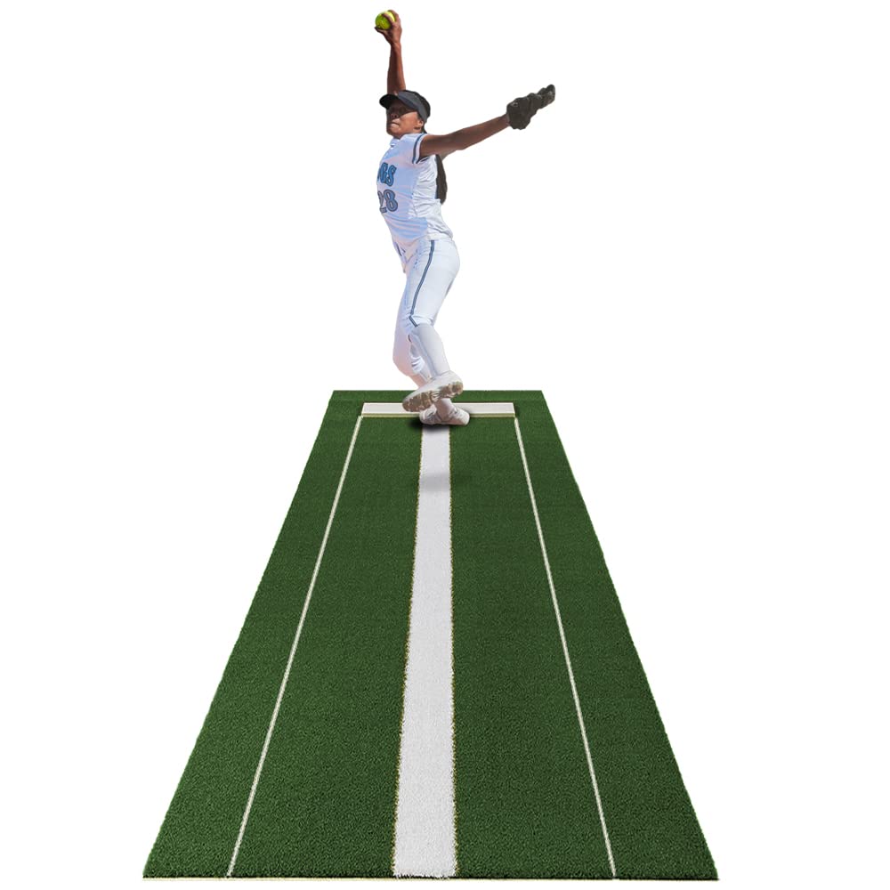 Wuvee The Elite Softball Pitching Mat - Pb36120Green 3' X 10' Xl Green Nylon Softball Pitchers Pitching Mound With 5Mm Foam Powe