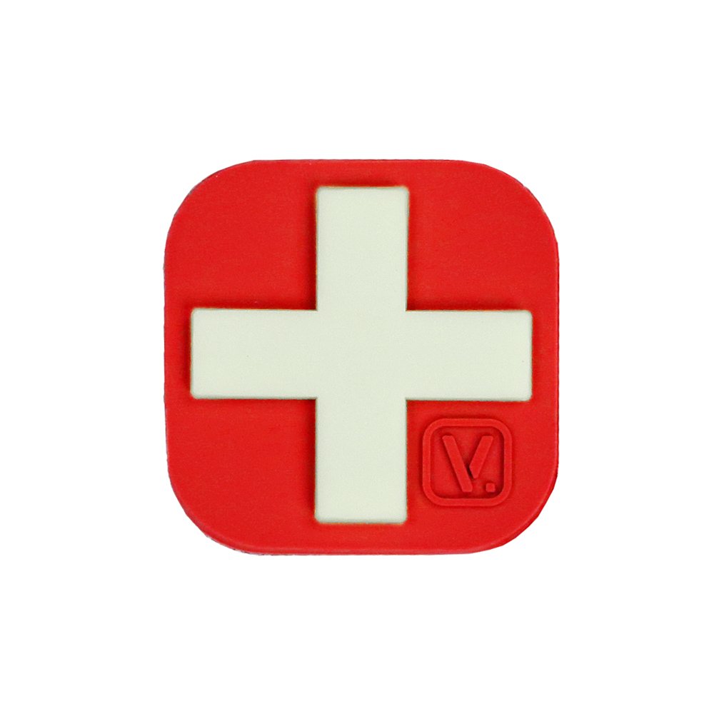 VANQUEST 1-Inch Medical Cross Super-Lumen Glow-in-The-Dark Patch (Red)