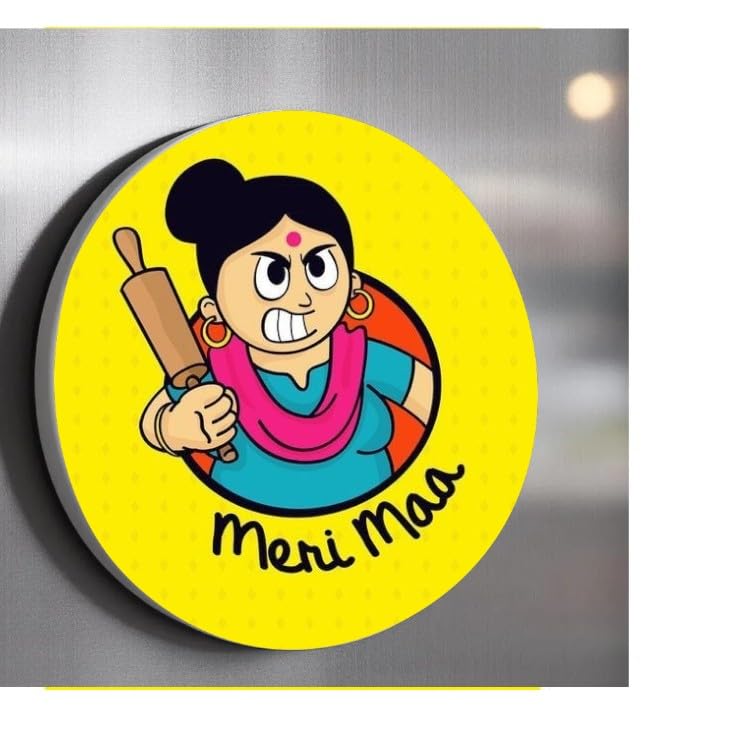 URBAN GIFTING Round Fridge Magnet,Big Size 3.5inch Daimetere Mom Love | Wooden | Eco Friendly | Strong Magnet | Glossy Finish | Gif