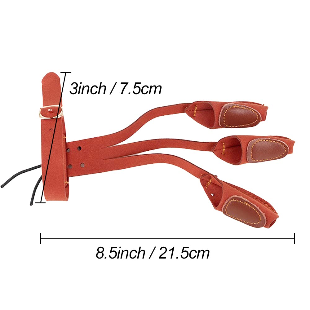 Toparchery Archery 2 Straps Arm Guard & 3 Finger Protective Gloves For Recurve Compound Long Bow Hunting Shooting Brown
