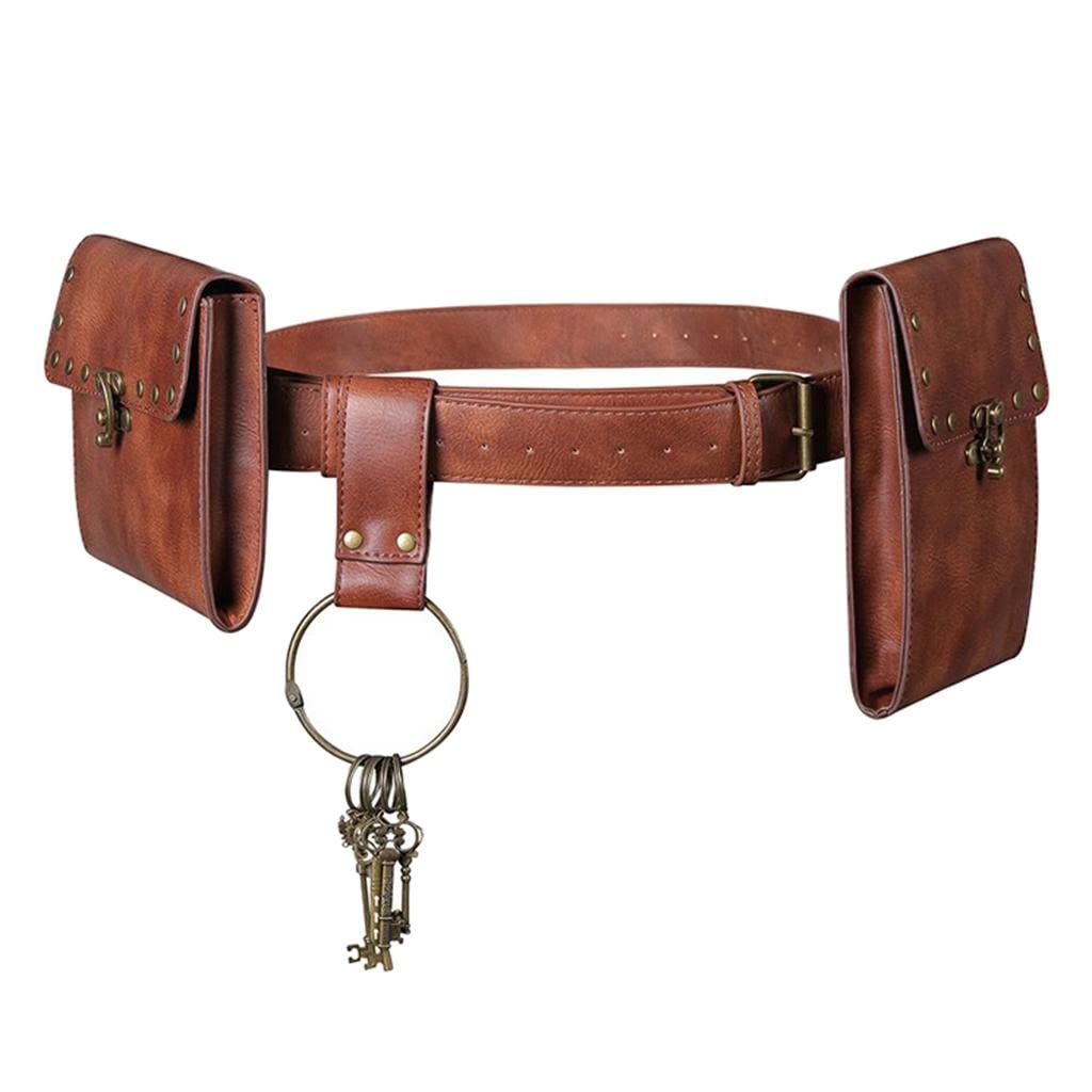 Enakshi Punk Fanny Packs MultiPurpose Hip Belt Waist Wallet Coin Purse Bags Brown|Clothing, Shoes & Accessories | Womens Handba