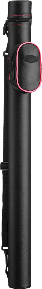 Casemaster Q-Vault Supreme Billiard/Pool Cue Hard Case, Holds 1 Complete 2-Piece Cue (1 Butt/1 Shaft), Black With Pink Trim