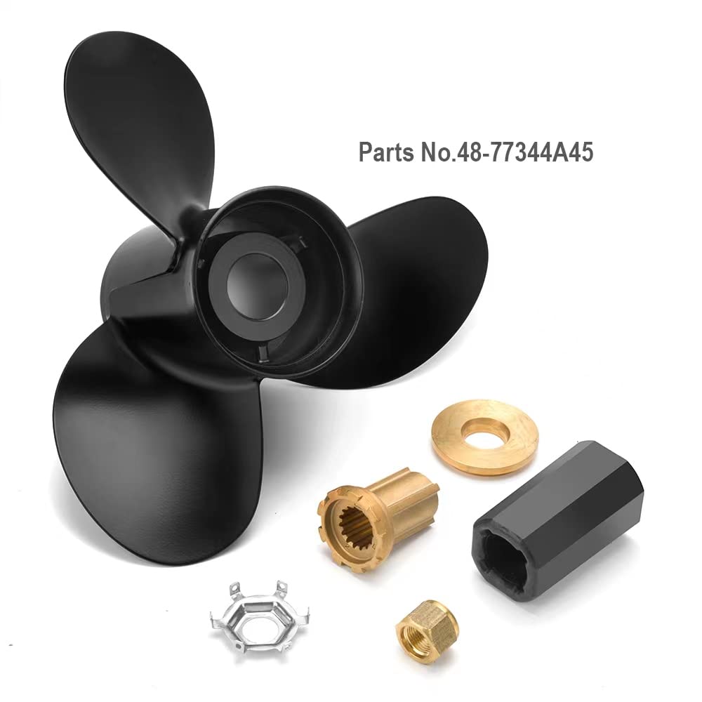 Oem 13 1/4 X17 Upgrade Boat Propeller 48-77344A45 Fit Mercury Outboard Motos 60 75 80 90 100 115 125 Hp,15 Spline Tooth,Hub Kits