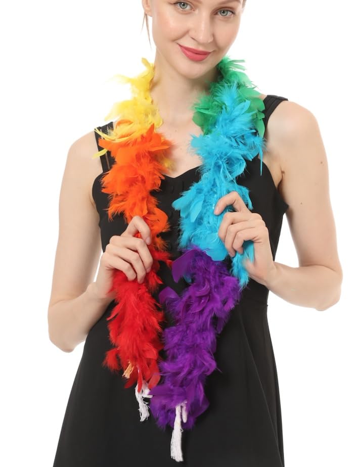 Kids Feather Boa 25 Gram, 4 Feet Long Chandelle Feather Boa, Great For Party, Wedding, Halloween Costume, Christmas Tree, Decora
