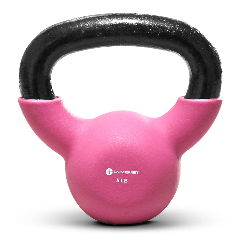 Gymenist Kettlebell Fitness Iron Weights With Neoprene Coating Around The Bottom Half Of The Metal Kettle Bell (5 Lb)