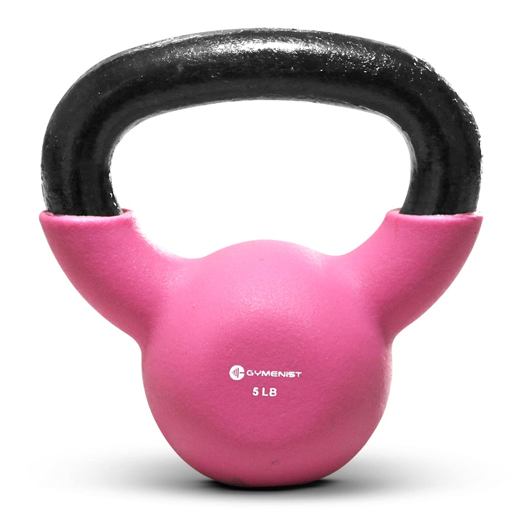 Gymenist Kettlebell Fitness Iron Weights With Neoprene Coating Around The Bottom Half Of The Metal Kettle Bell (5 Lb)